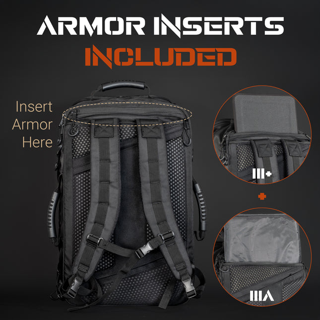 CARGO | Tactical Backpack with Aramid and Rifle Protection Armor Insert (III+ Equivalent)