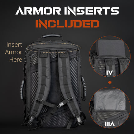 CARGO | Tactical Backpack with Aramid and Armor Piercing Armor Insert (NIJ IV Equivalent)