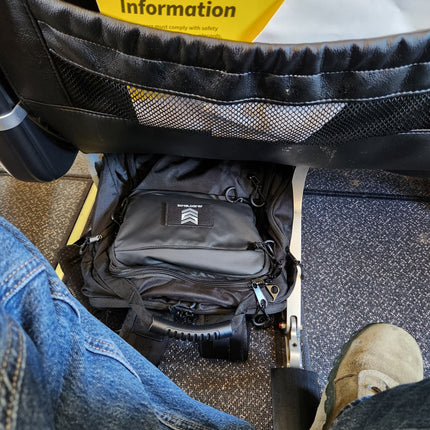 Designed to fit under most airline seats when not fully loaded, this pack keeps your essentials close and travel effortless.