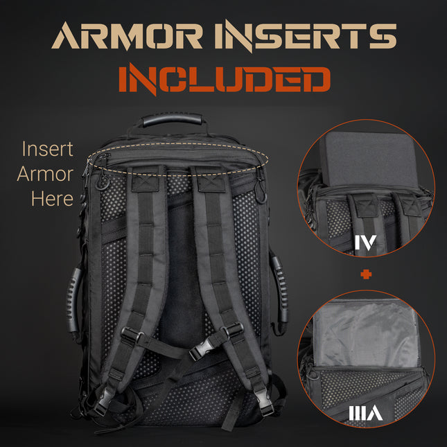 CARGO | Tactical Backpack with Aramid and Armor Piercing Armor Insert (NIJ IV Equivalent)