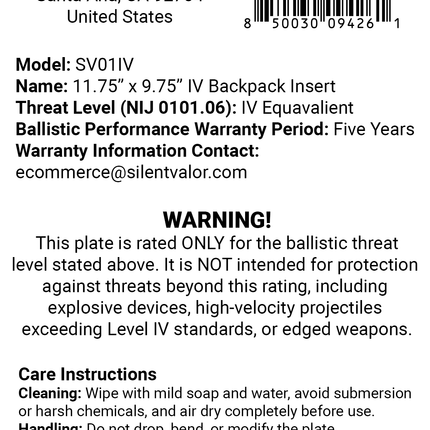 Level IV Ceramic Armor Plate